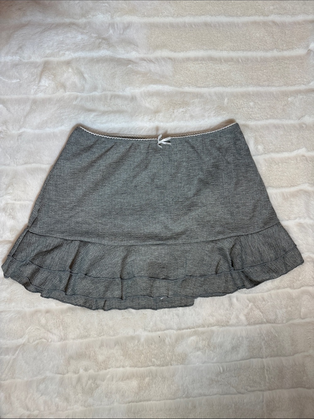 Gray Ruffle Hem Women's Skirt - Classic A-Line